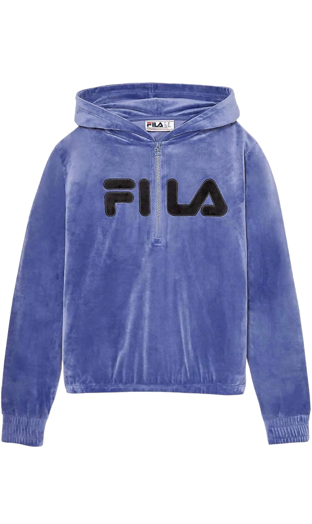 Fila Womens Velour Quarter Zip Hoodie Marlin Large