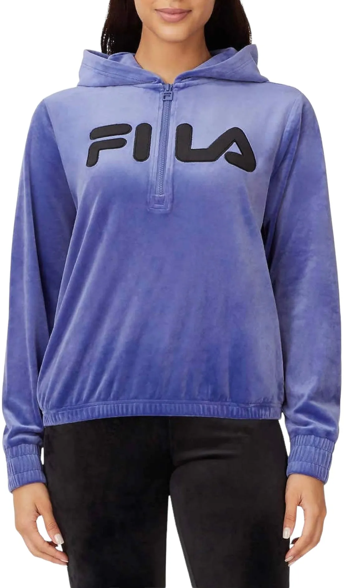 Fila Womens Velour Quarter Zip Hoodie Marlin Large