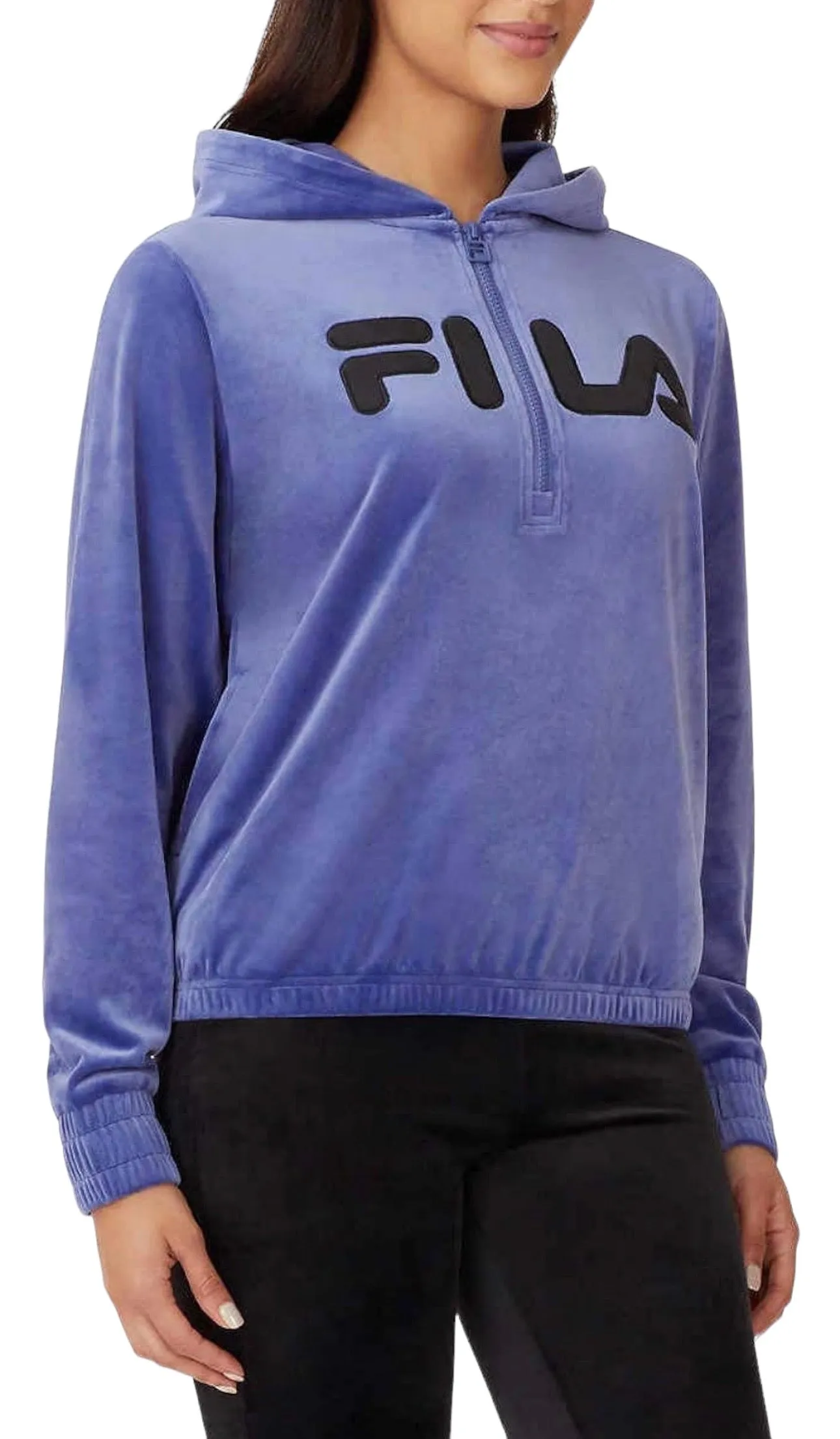 Fila Womens Velour Quarter Zip Hoodie Marlin Large