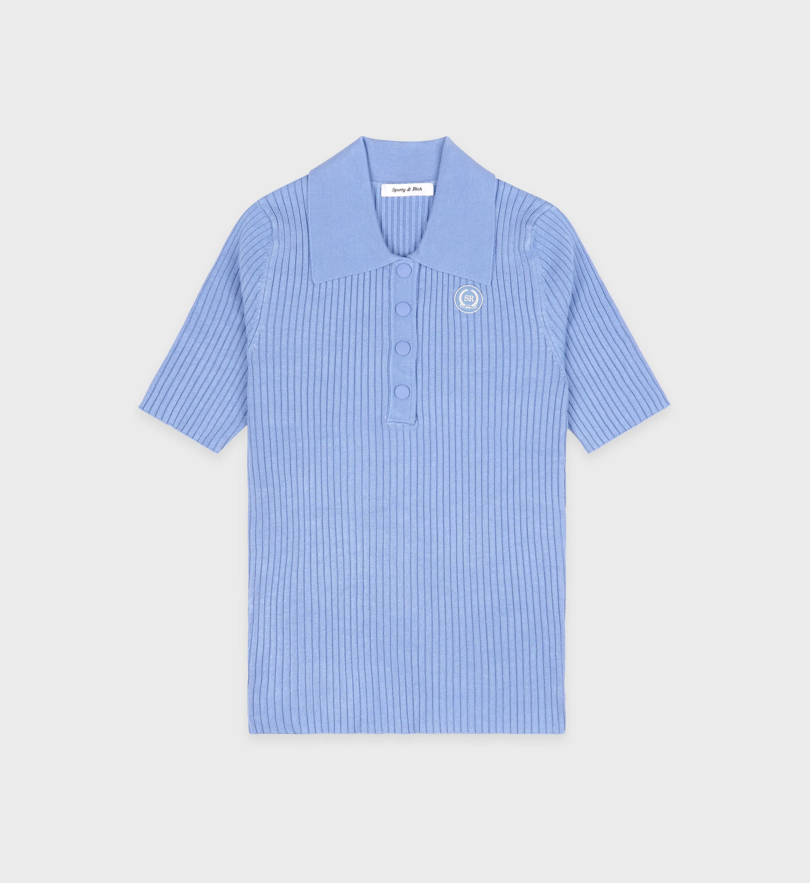 Golf Logo Ribbed Polo - Sky Blue