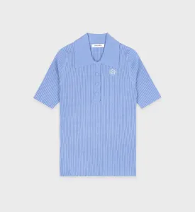 Golf Logo Ribbed Polo - Sky Blue