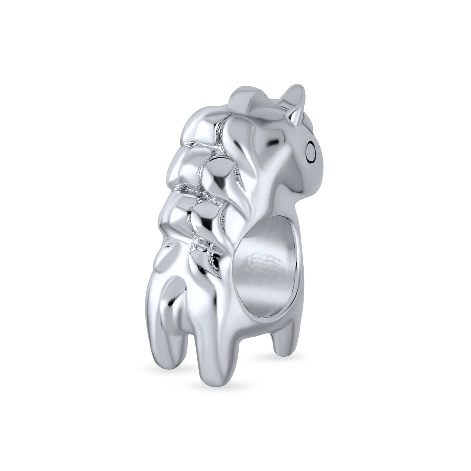 Good Luck Cartoon Fairy Tale Mythical Unicorn Charm Bead .925 Silver