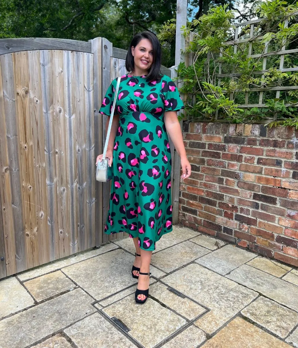 Green Leopard Kate Midi Dress