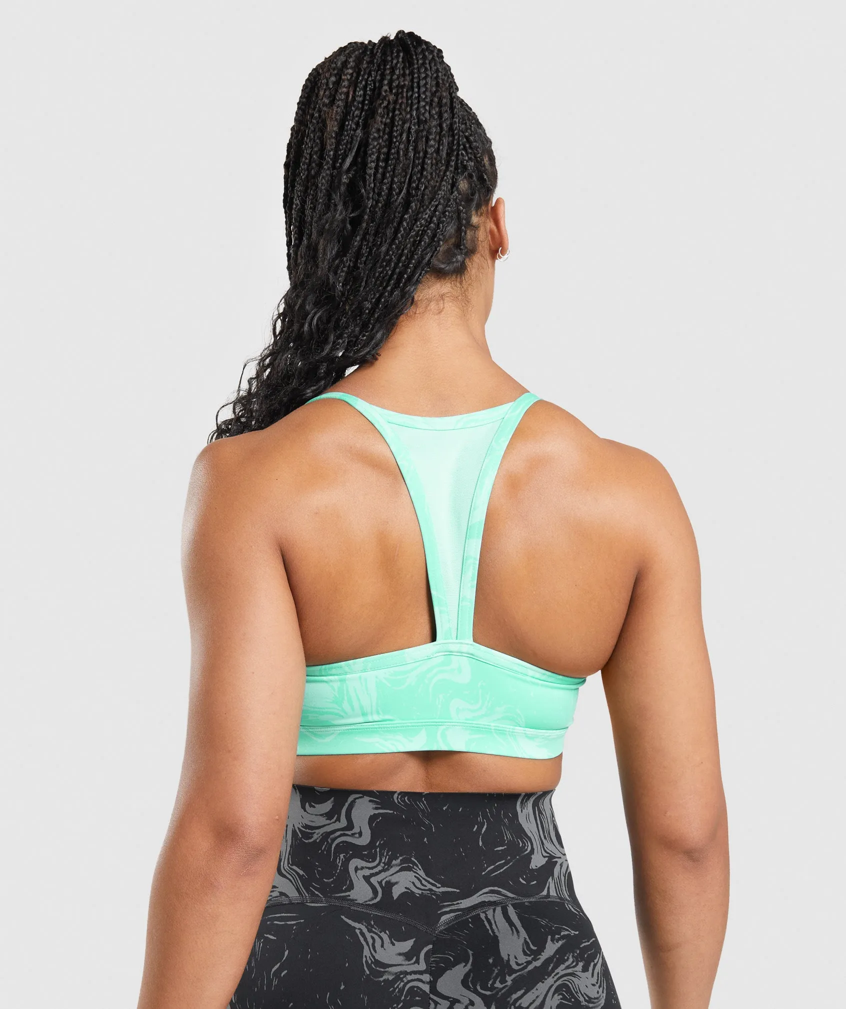 GS Power Sports Bra - Bright Turquoise Print