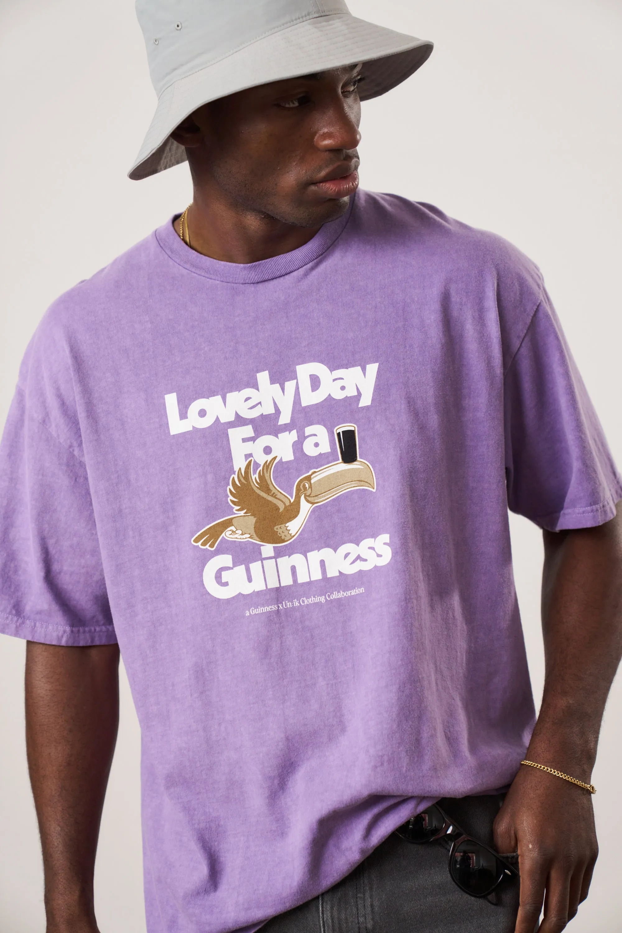 Guinness x UN:IK 'Lovely Day' Vintage Washed Tee - Purple