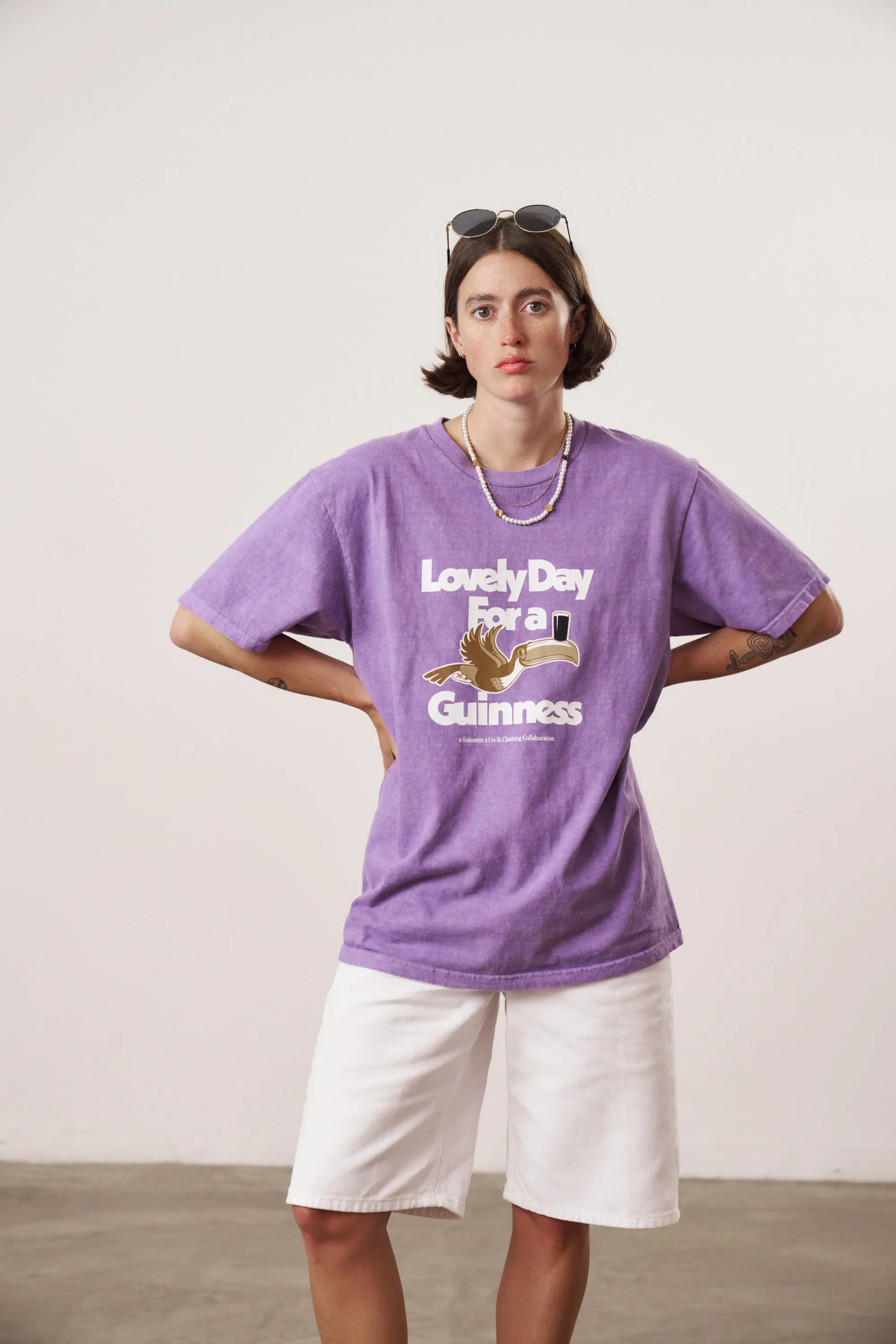 Guinness x UN:IK 'Lovely Day' Vintage Washed Tee - Purple