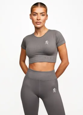 Gym King Formation Seamless Rib Short Sleeve Top - Gunmetal