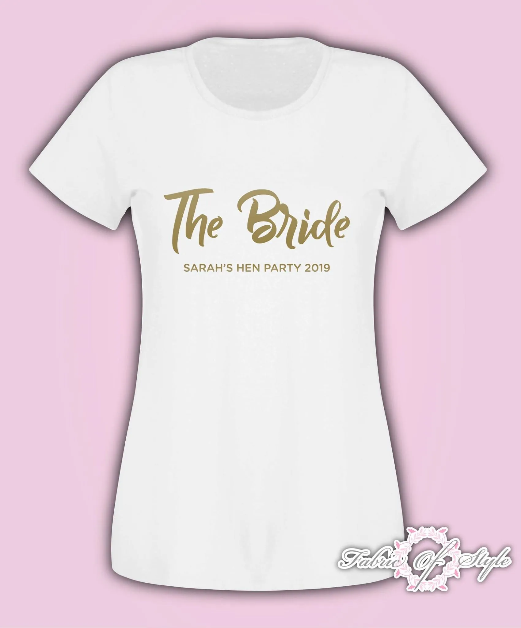 Hen Do Party Team Bride Tribe Custom Personalised T-shirt Ladies Female Gold