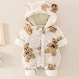 Hooded Furry Teddy Romper