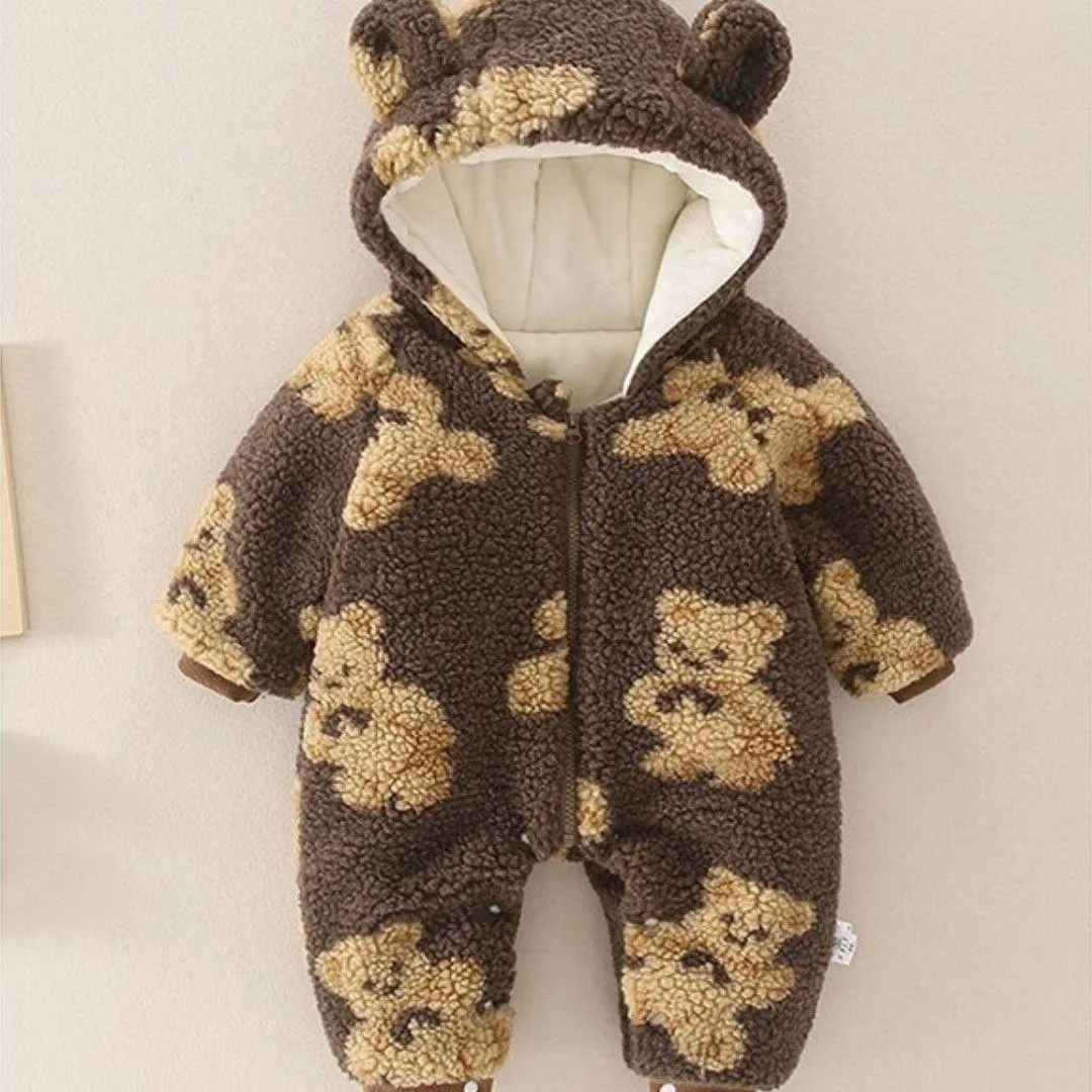 Hooded Furry Teddy Romper