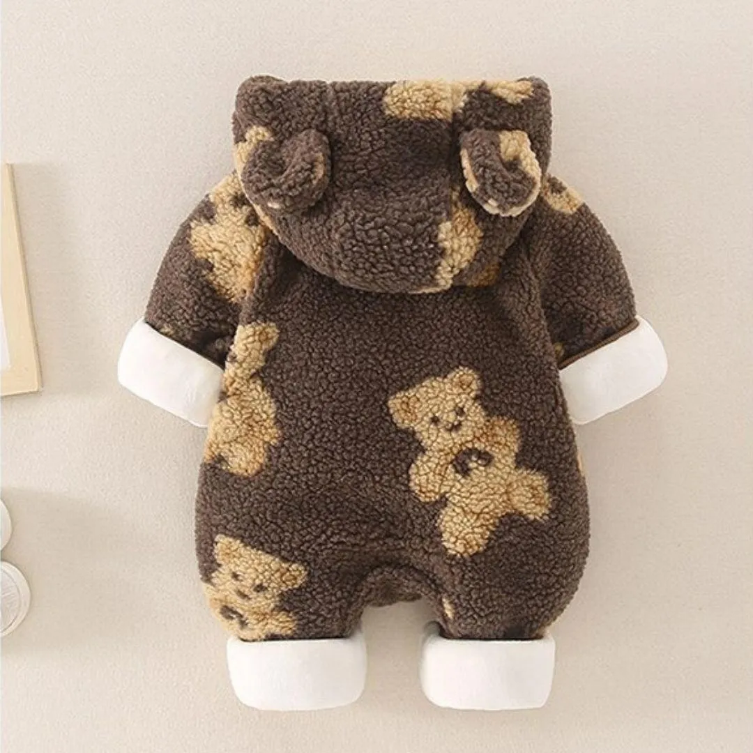 Hooded Furry Teddy Romper