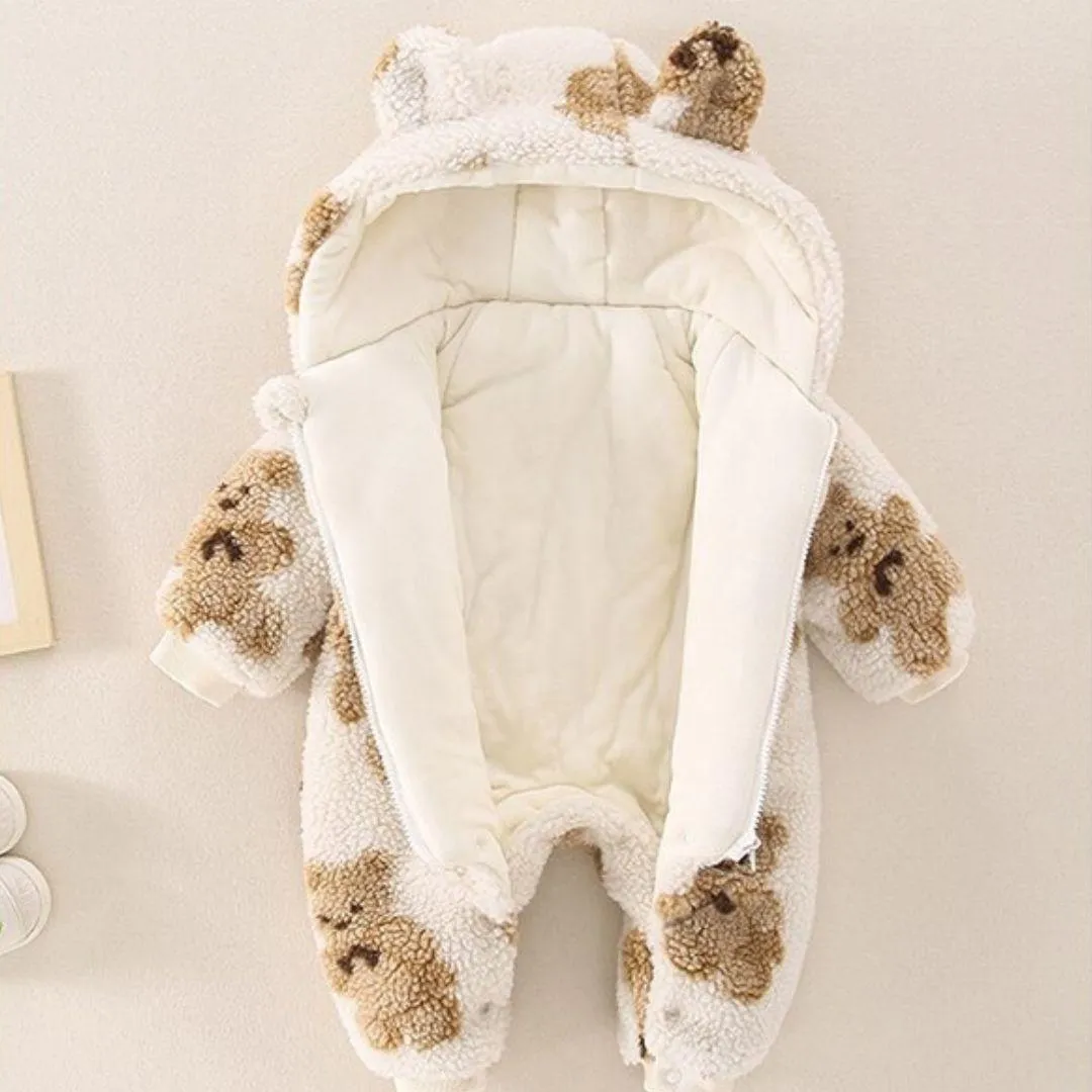 Hooded Furry Teddy Romper