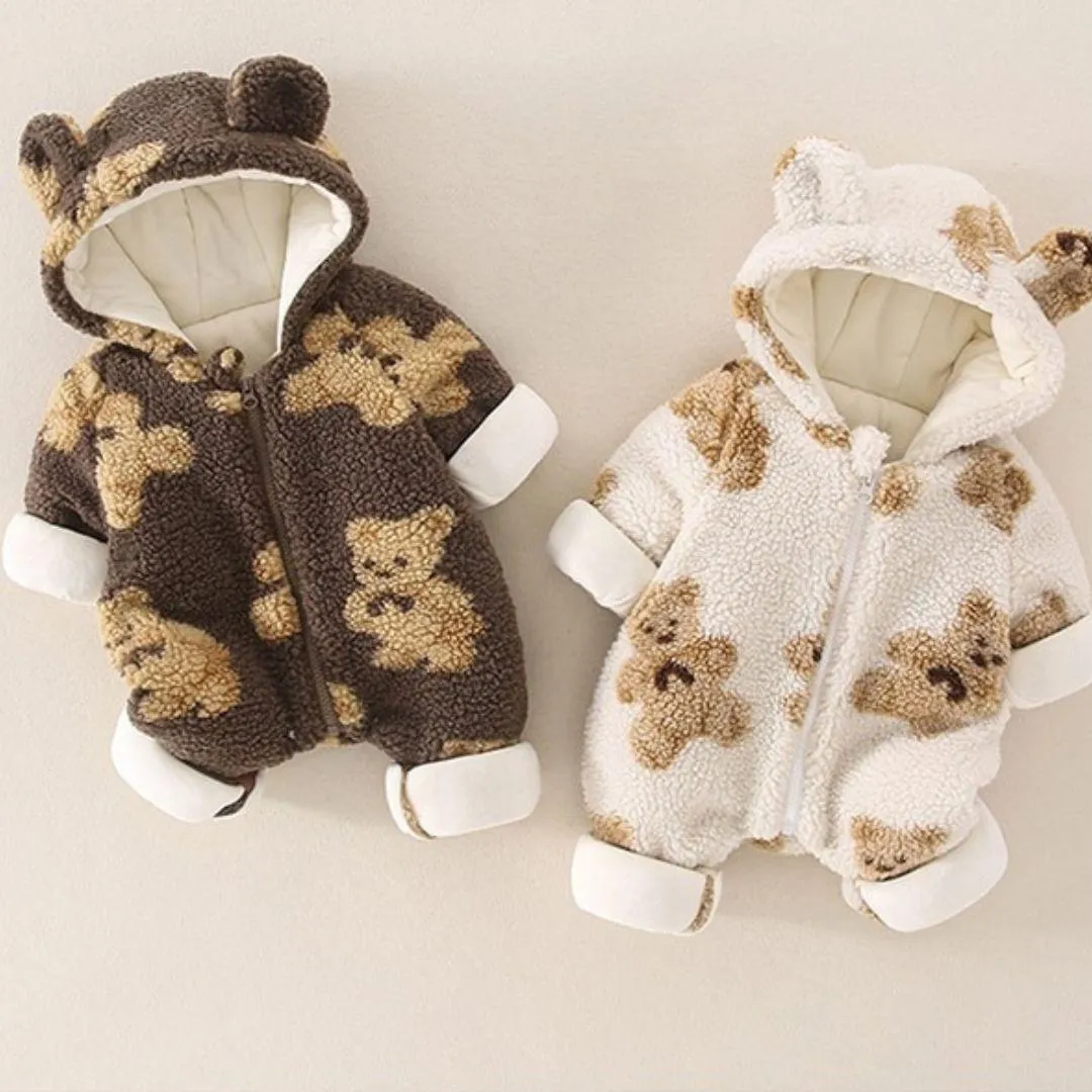 Hooded Furry Teddy Romper