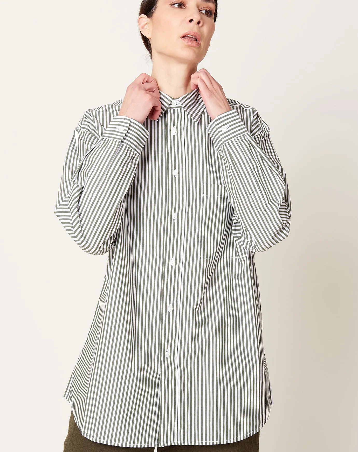 James Shirt in Deep Green Stripe