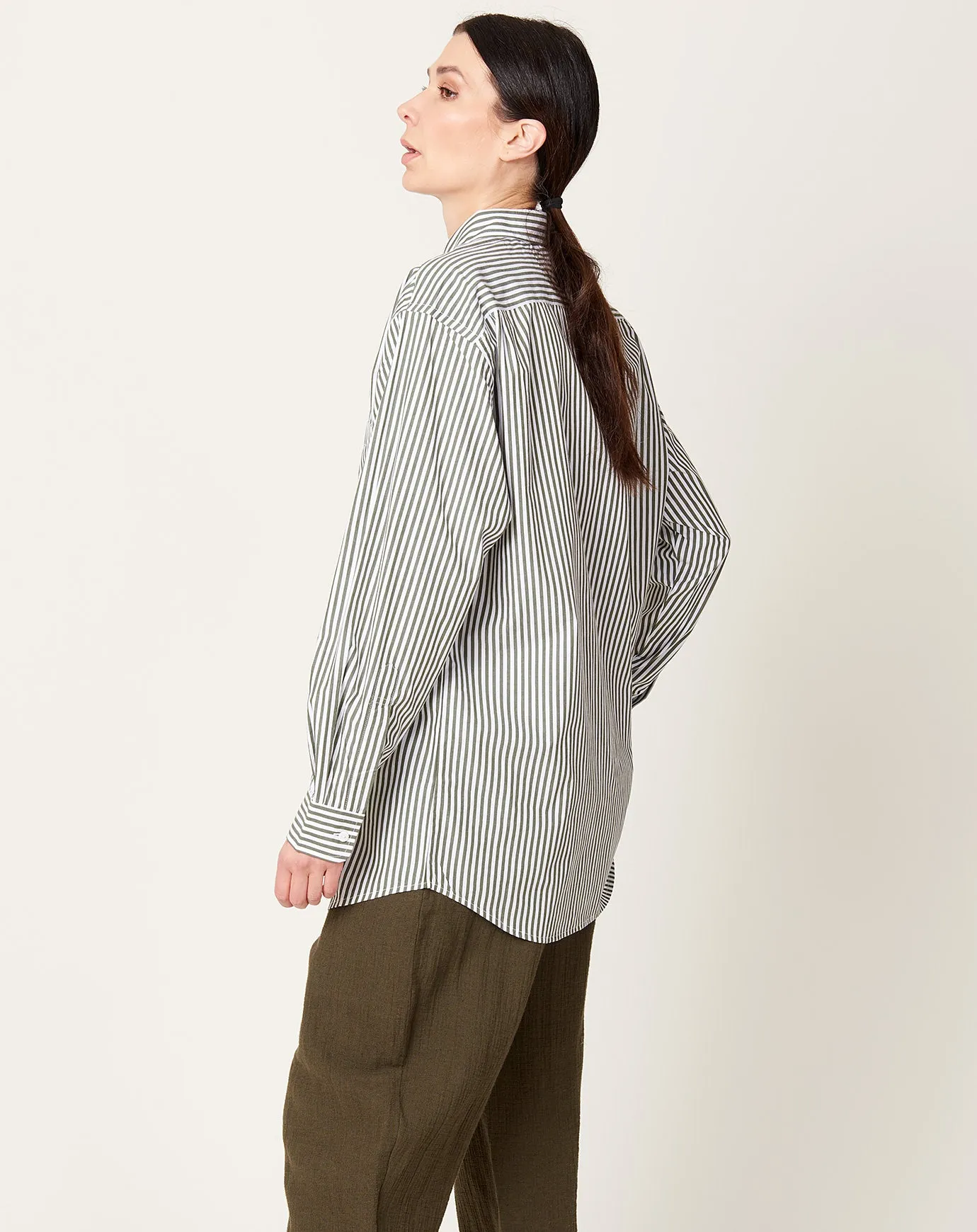 James Shirt in Deep Green Stripe