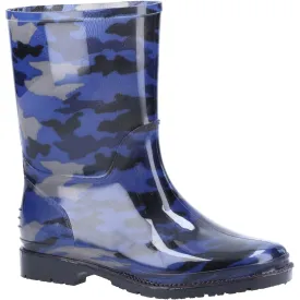 Kids PVC Junior Wellingtons Navy Camo