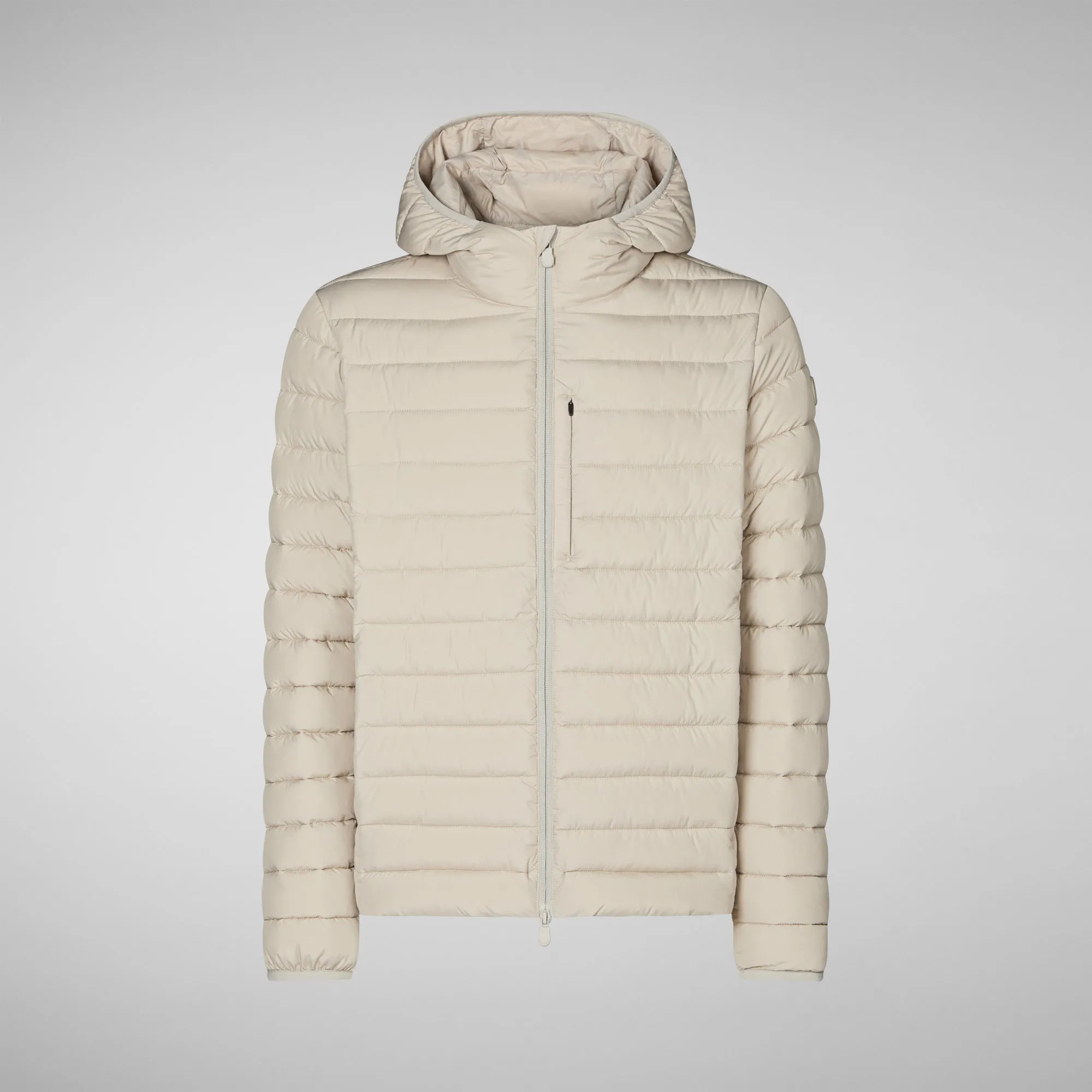 Man's animal free puffer jacket Juncus in rainy beige