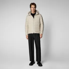 Man's animal free puffer jacket Juncus in rainy beige