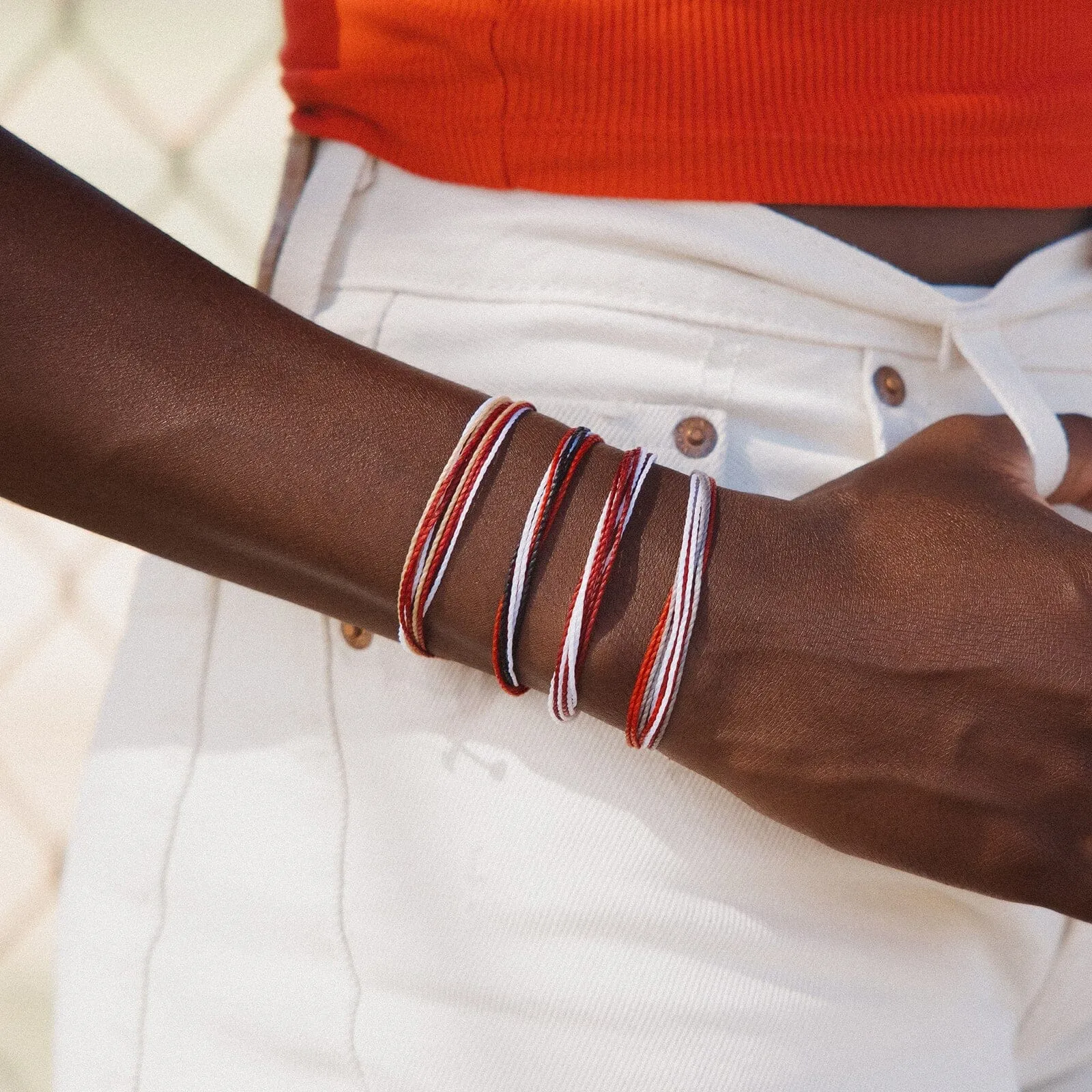 Maroon, Tan & White Bracelet