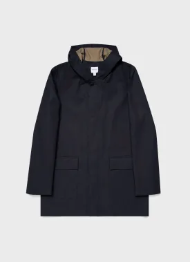 Men's Cotton Bonded Hooded Mac in Navy