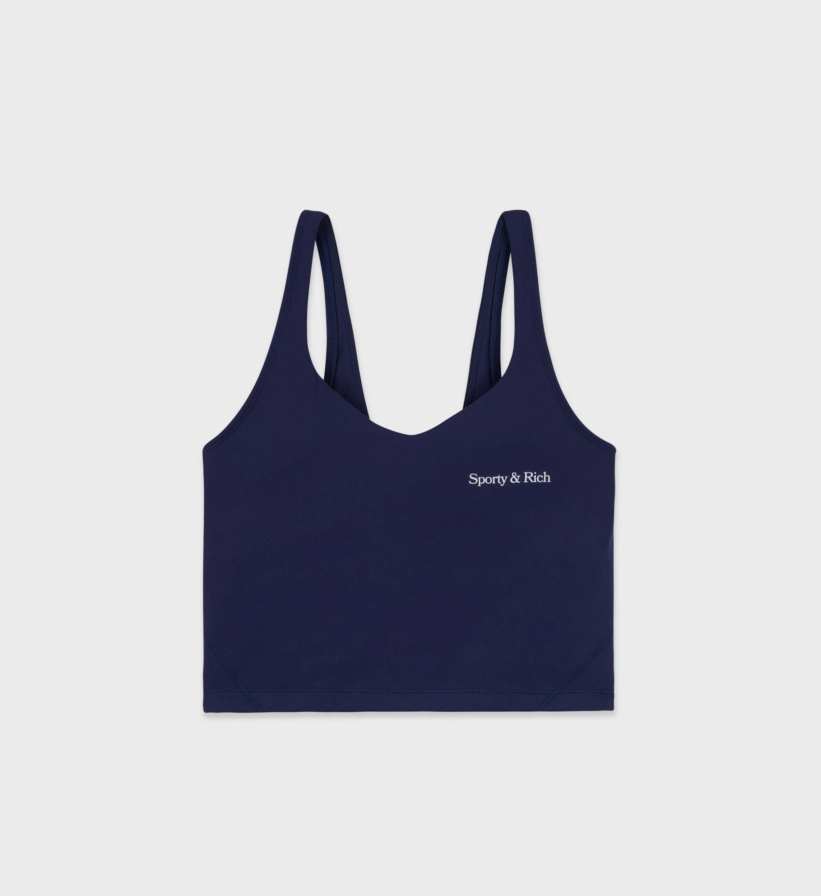 New Serif Cropped Tank - Navy/White