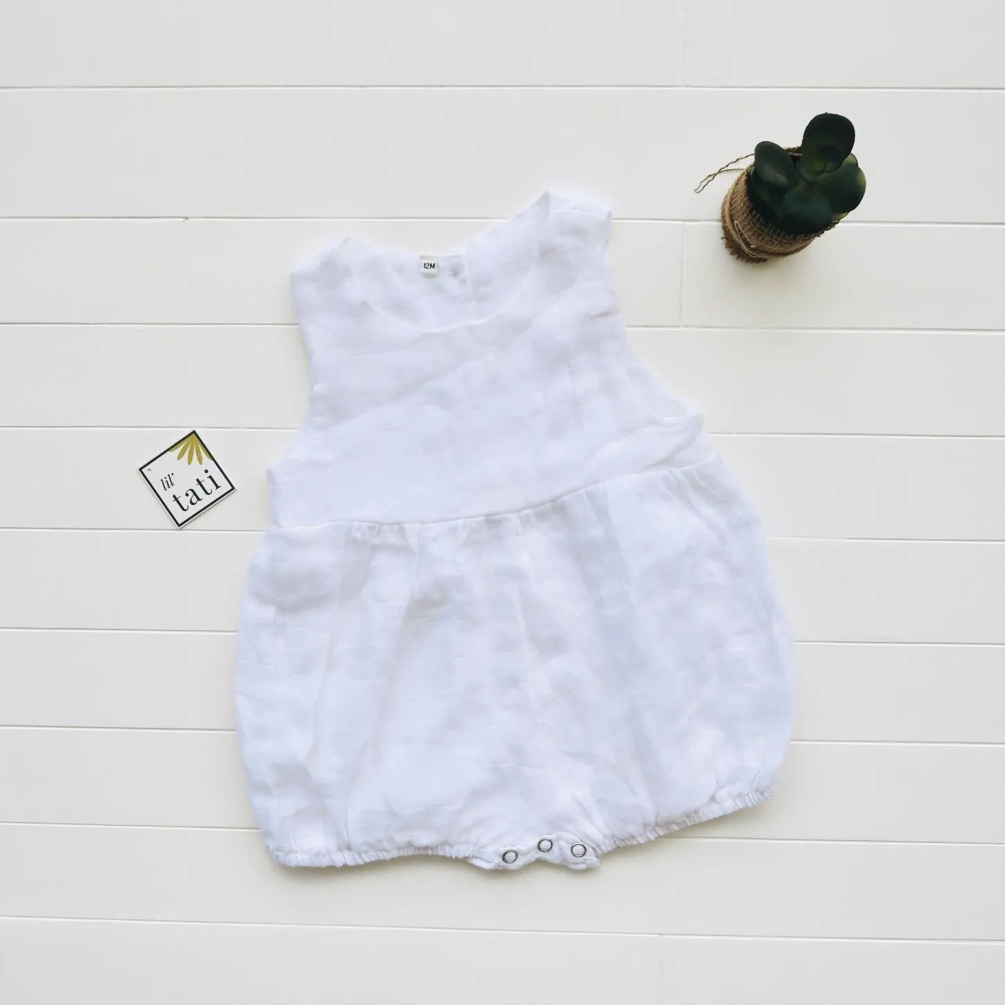 Orchid Playsuit in Organic Muslin - White