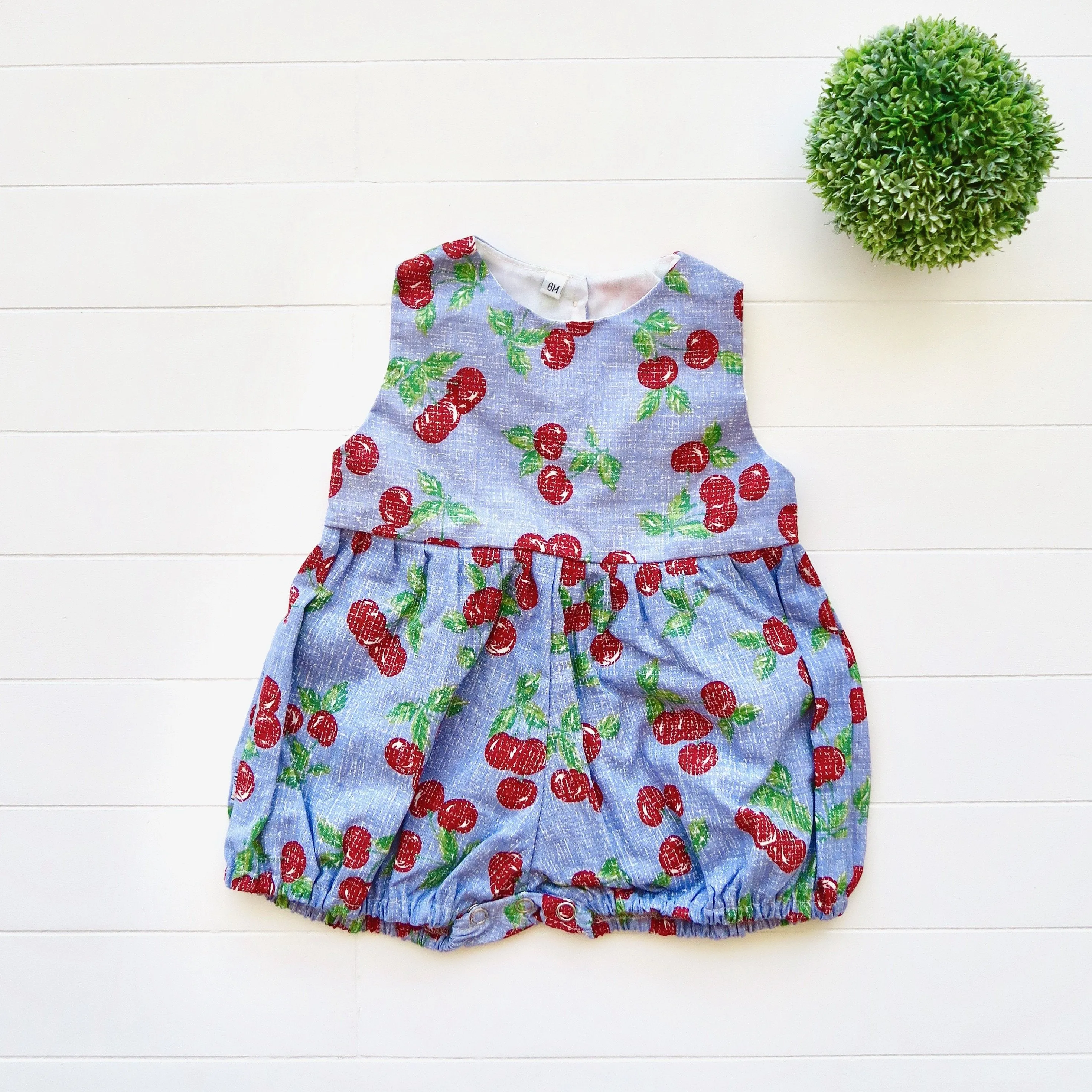 Orchid Playsuit in Sky Cherries Print