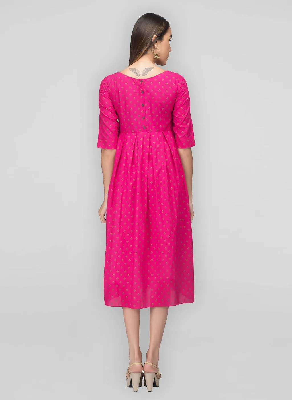 Pink Box Pleated Dress