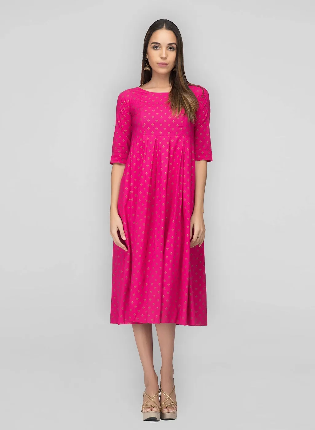 Pink Box Pleated Dress