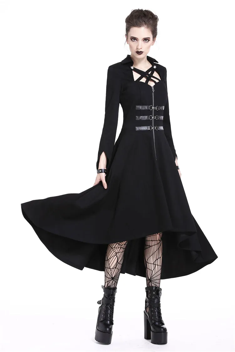 Punk buckle zippered long dress DW219