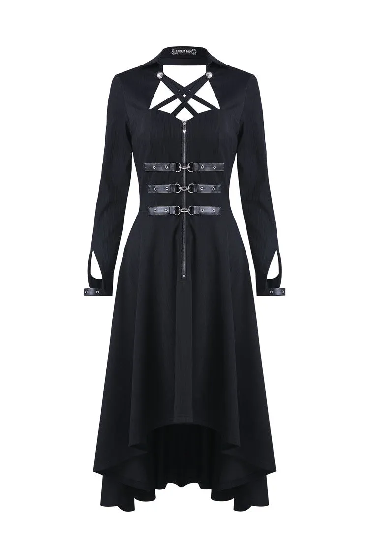 Punk buckle zippered long dress DW219