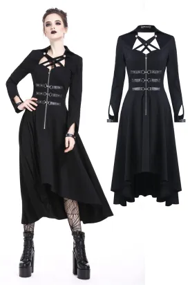 Punk buckle zippered long dress DW219