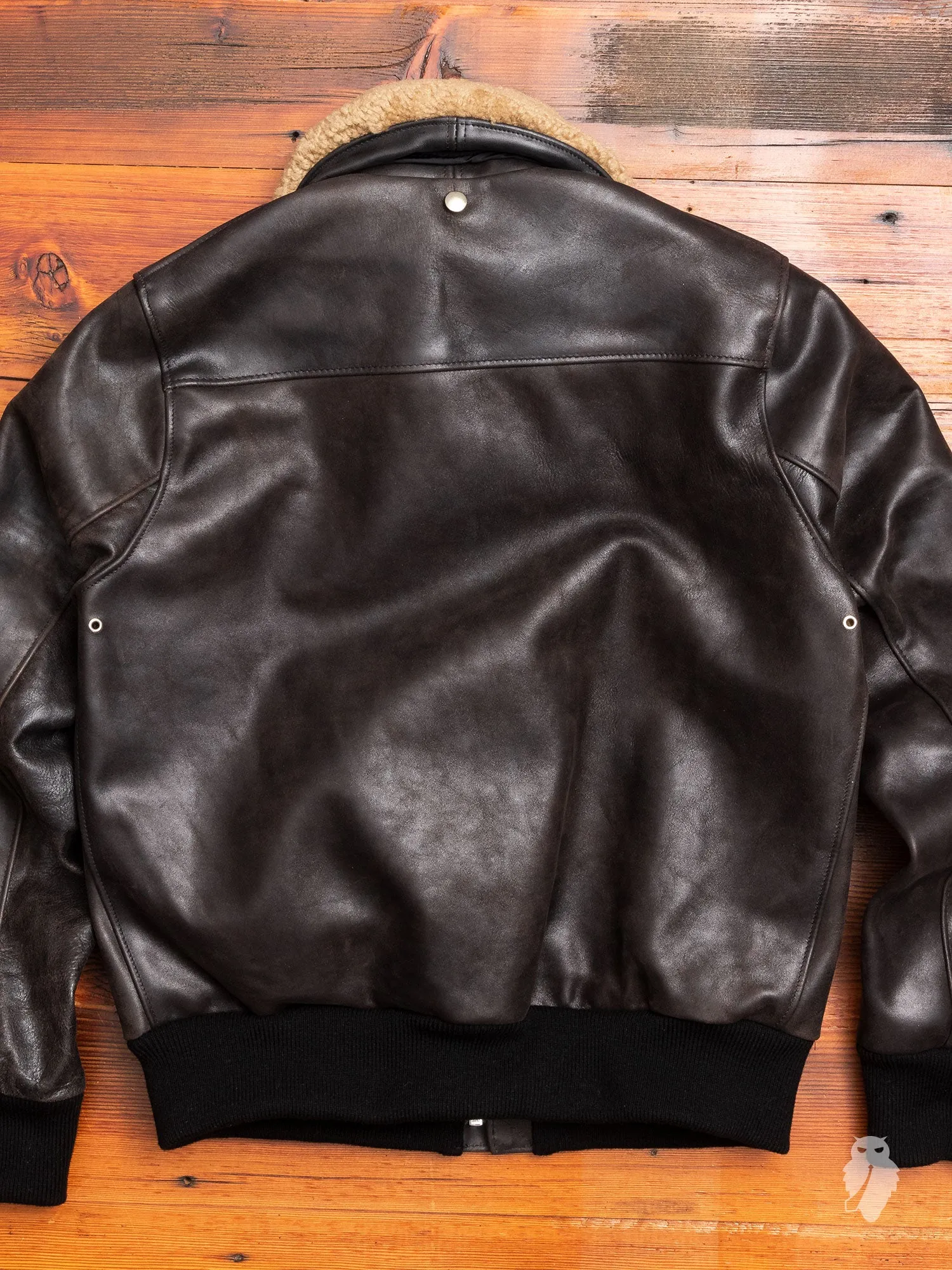 "3sixteen x Schott NYC" A2 Leather Flight Jacket in Black