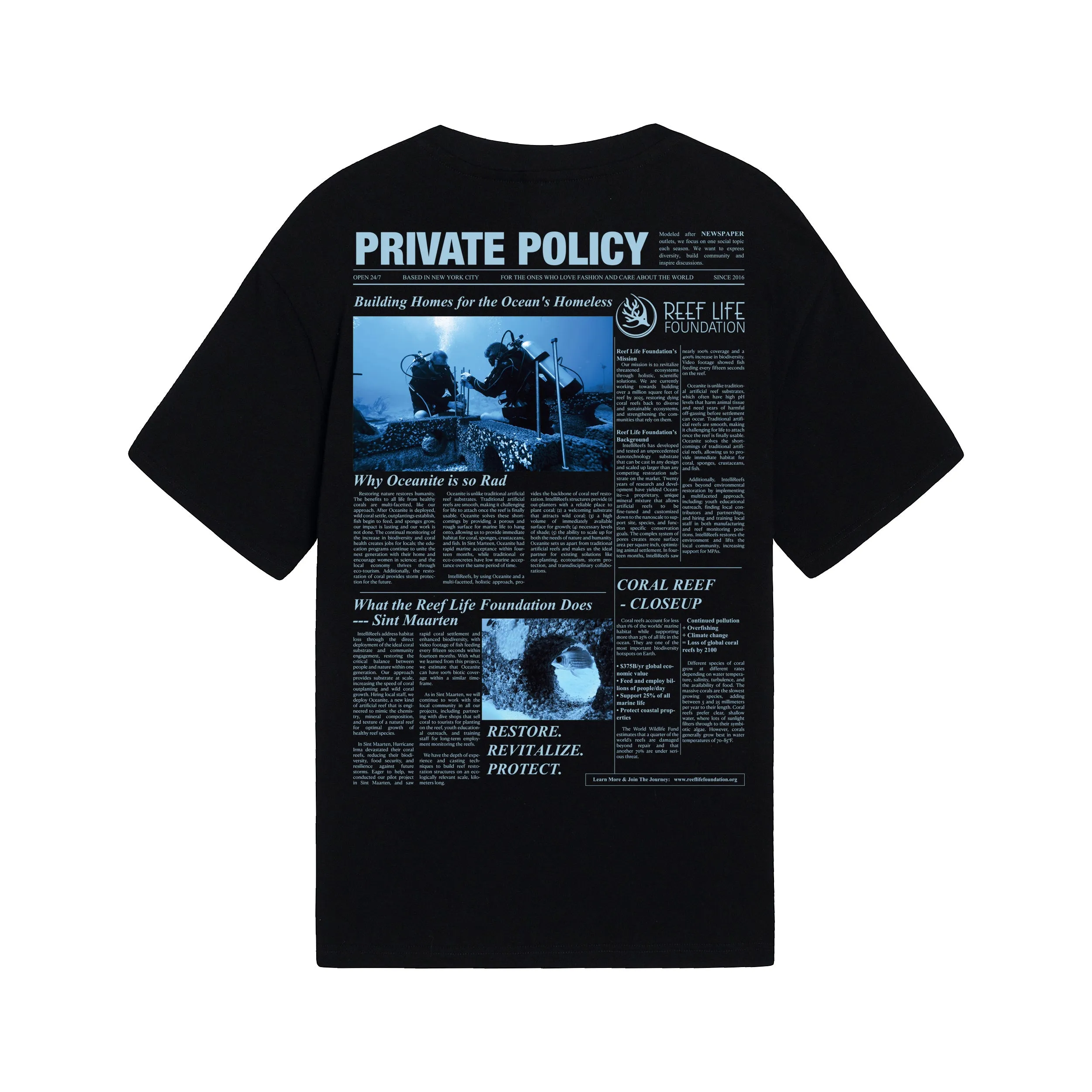 Reef Life Foundation x PRIVATE POLICY Collaboration T-shirt