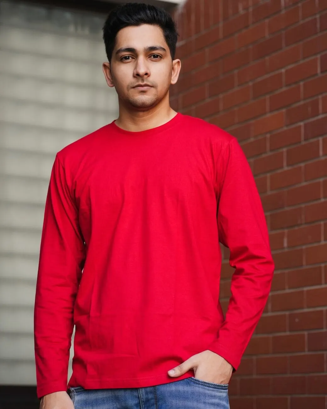 Round Neck Red Full Sleeve