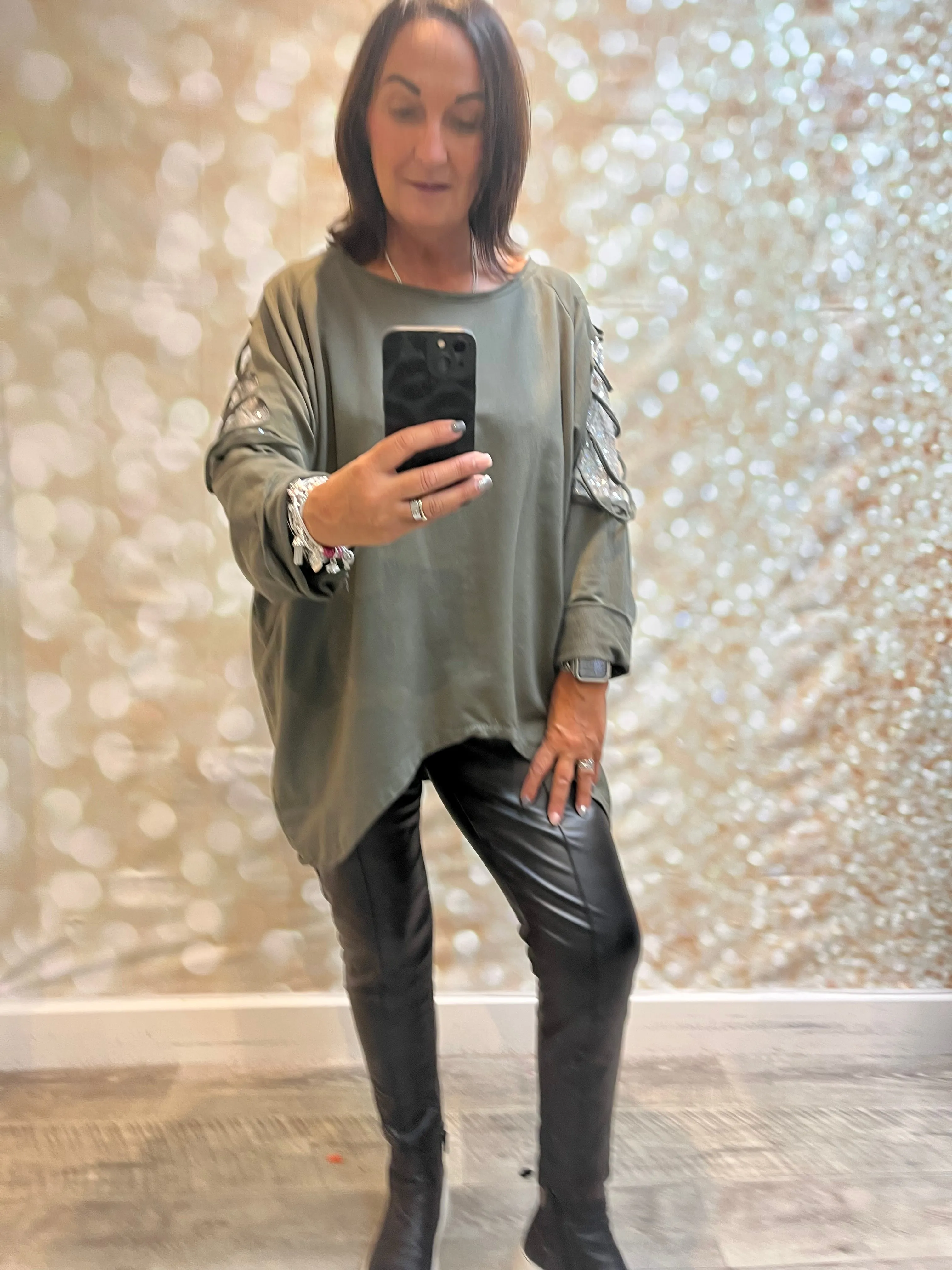 Sequin Sleeve  Ladder sweatshirt