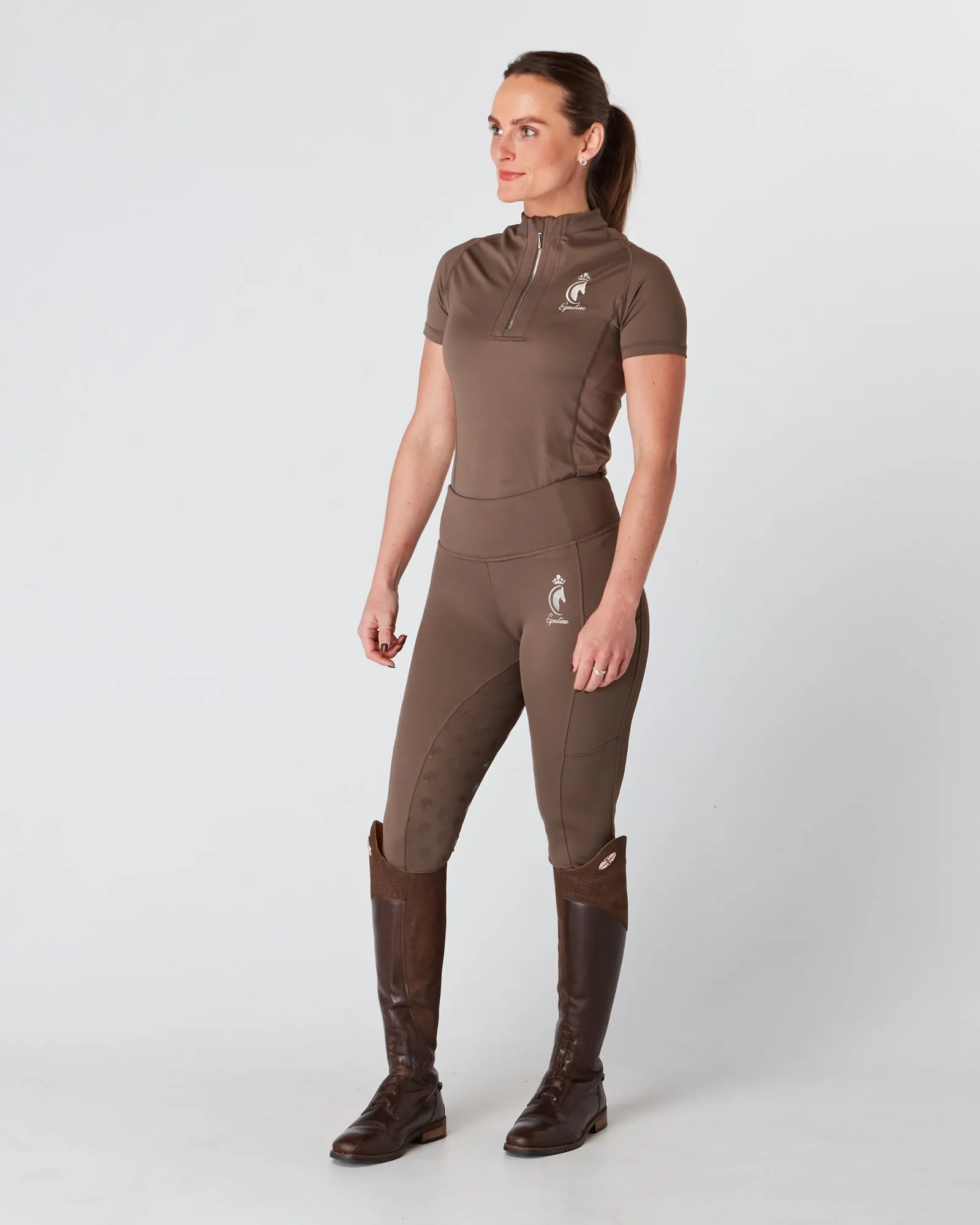 Short Sleeve Equestrian Technical Base Layer - MOCHA