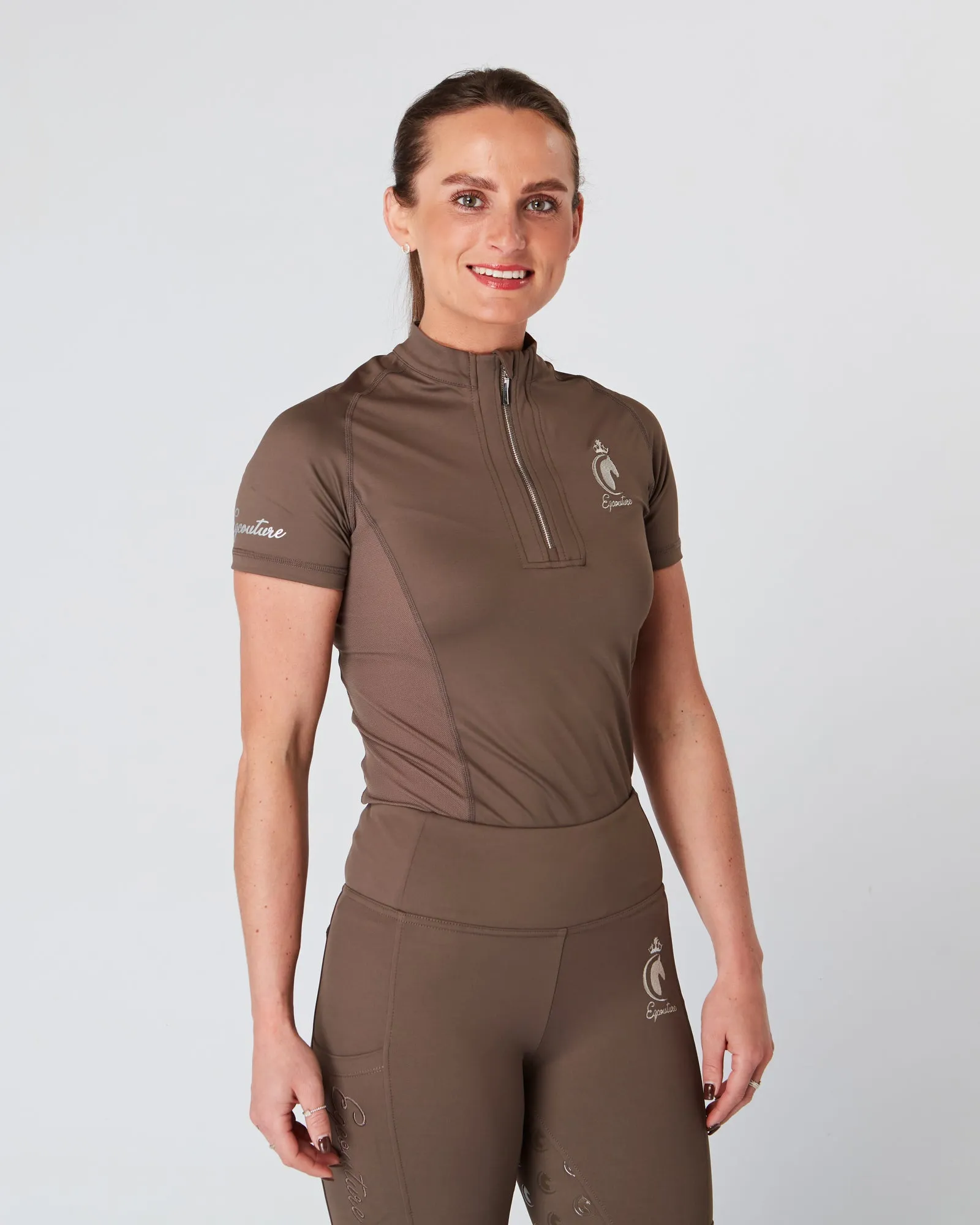 Short Sleeve Equestrian Technical Base Layer - MOCHA