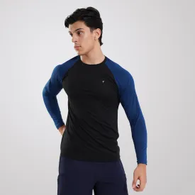 Tf-Black & Imperial Blue Premium Mesh Raglan Full Sleeve Tee