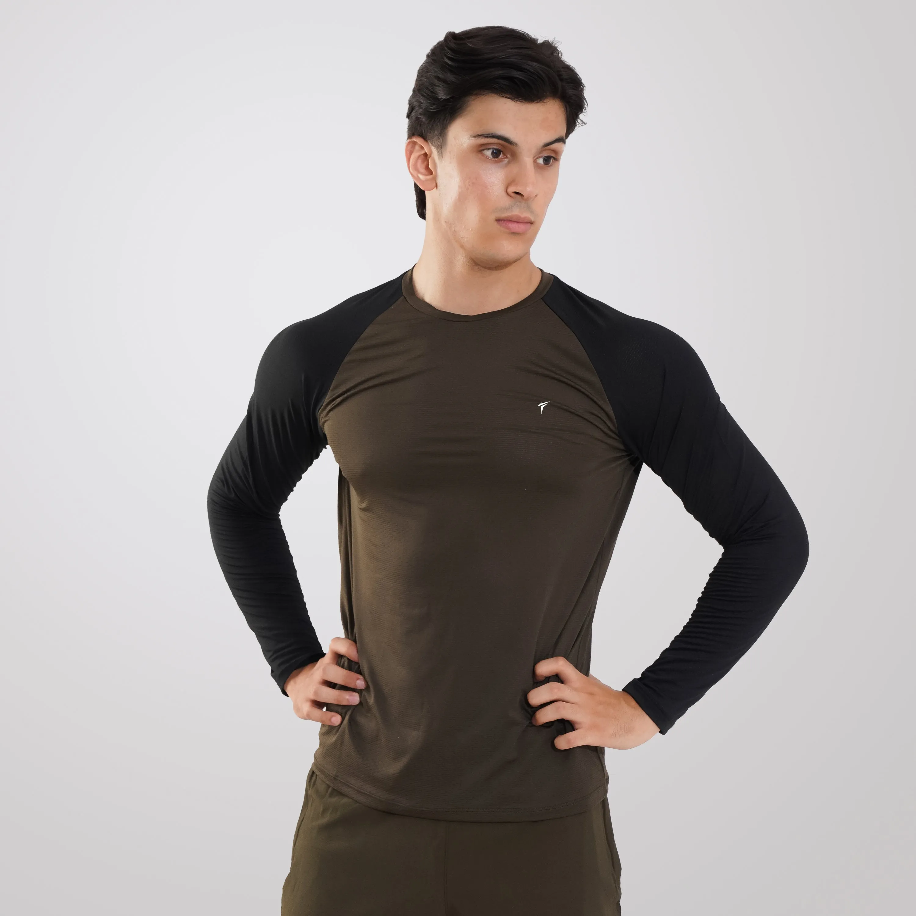 Tf-Olive & Black Premium Mesh Raglan Full Sleeve Tee