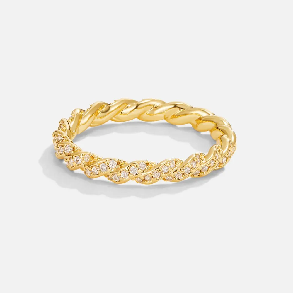 Twisted Gold Crystal Ring