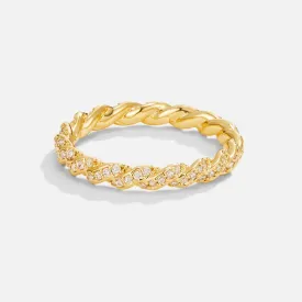 Twisted Gold Crystal Ring