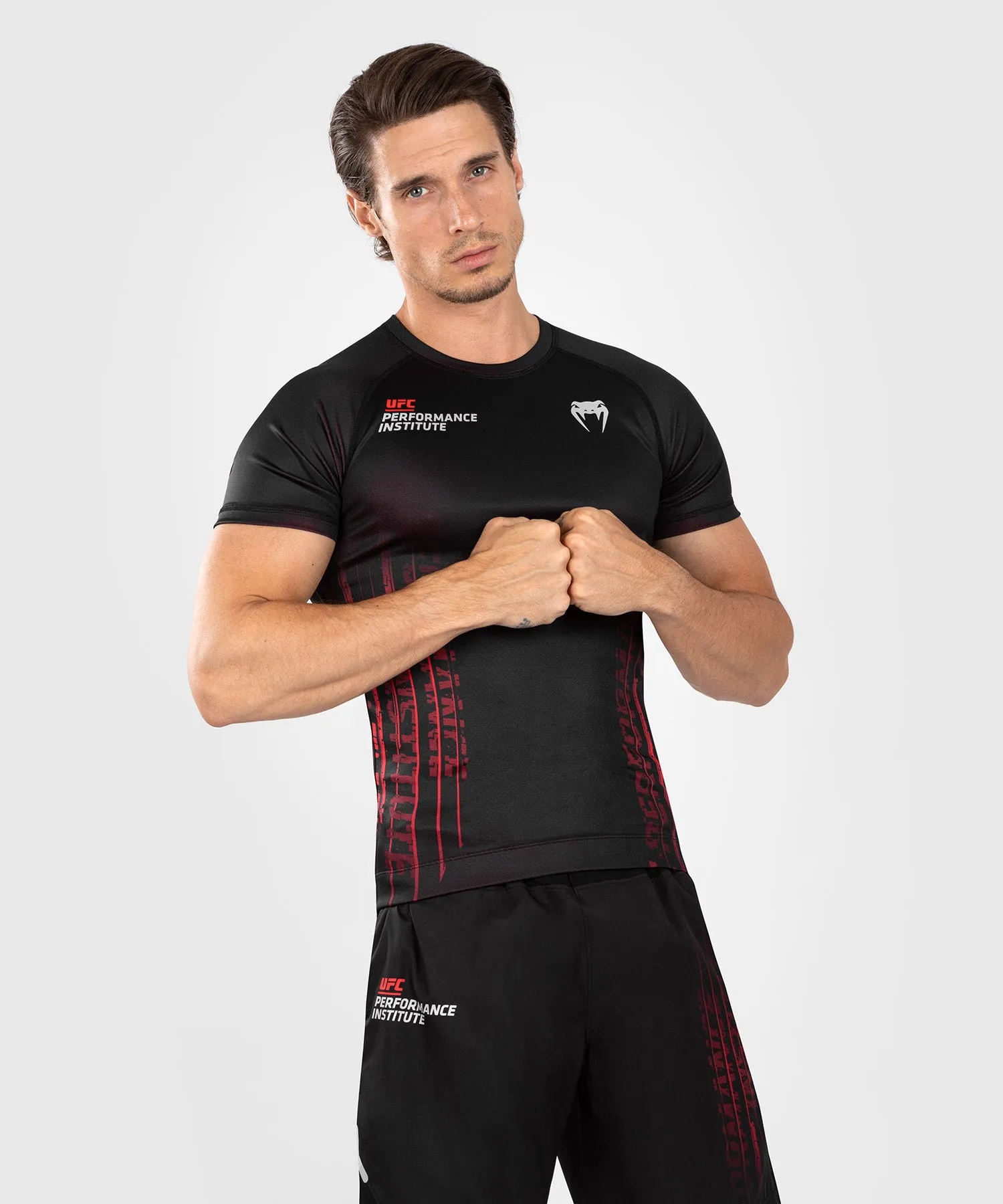 UFC Venum Performance Institute 2.0 Men’s Short-Sleeve Rashguard - Black/Red