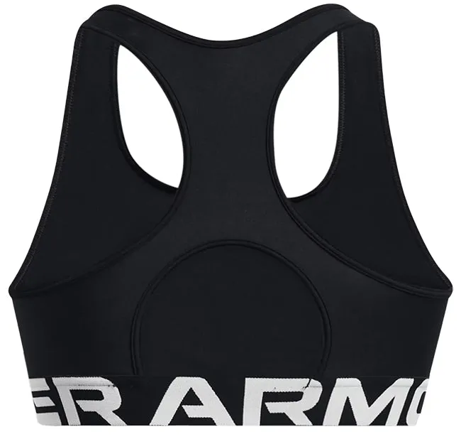 Under Armour Womens HeatGear Armour Mid Branded Sports Bra Black White