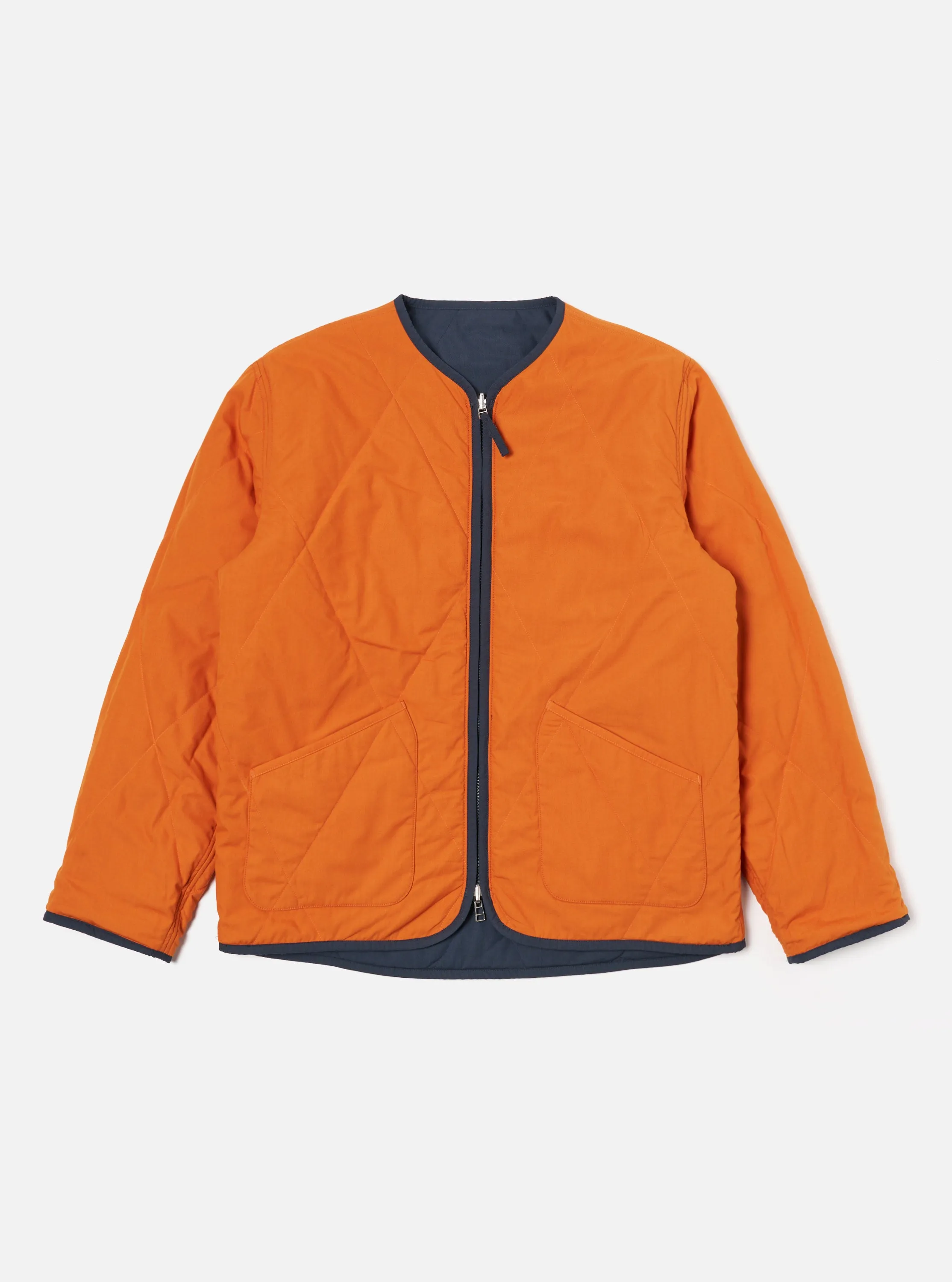 Universal Works Reversible Military Liner Jacket in Navy/Orange Recycled Polytech