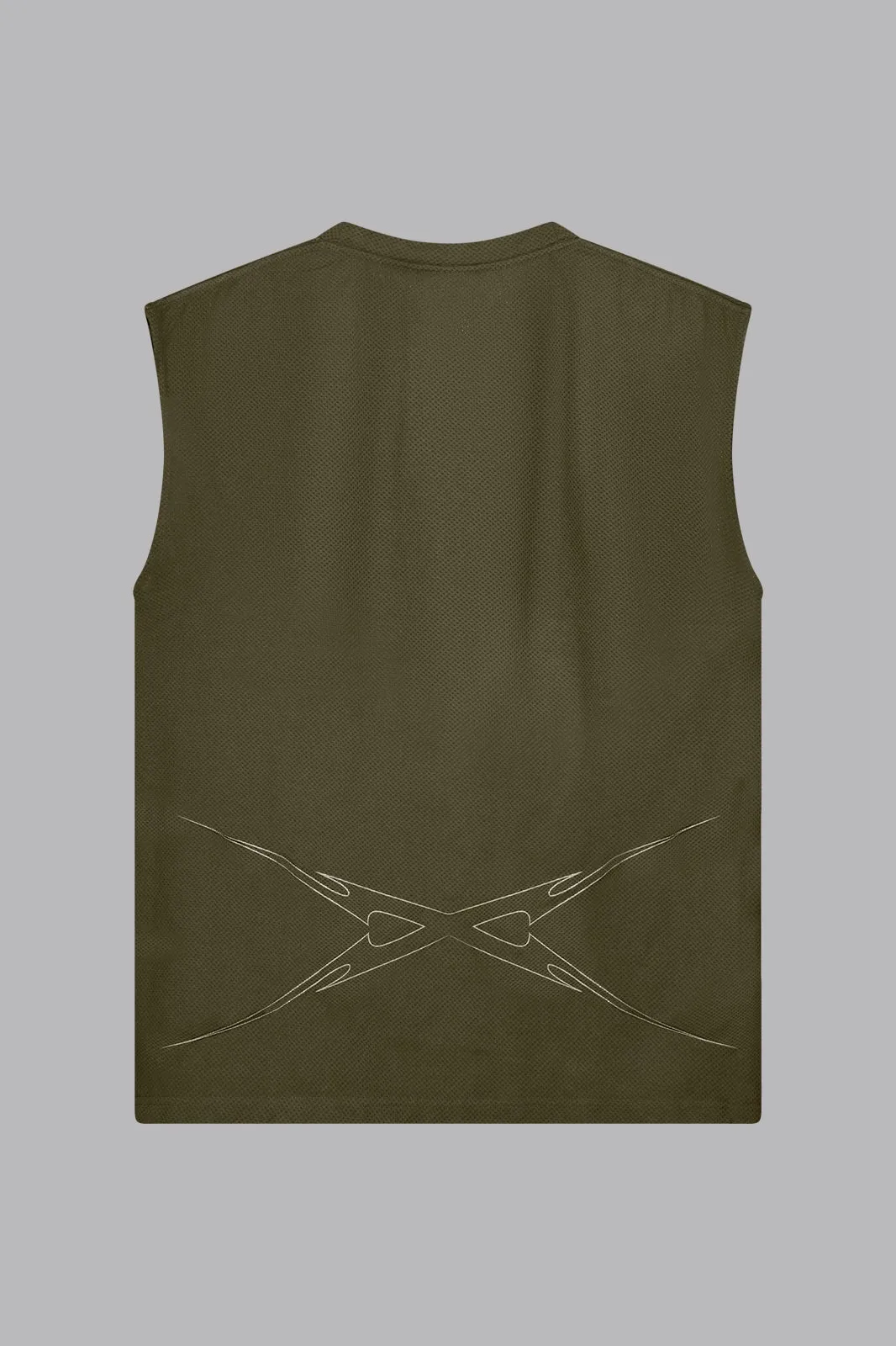 V_DRY GRAPHIC BOXY SLEEVELESS T-SHIRT - Khaki