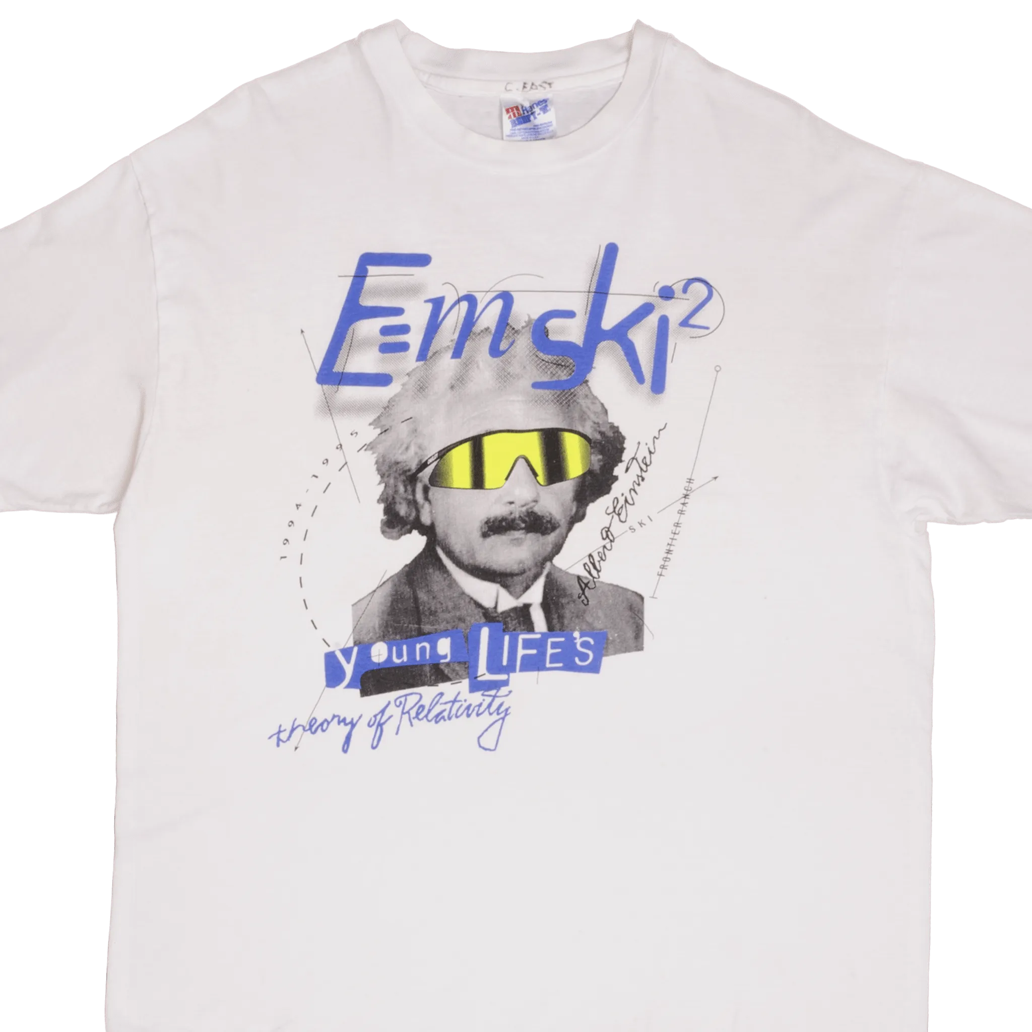 VINTAGE ALBERT EINSTEIN E=MSKI2 YOUNG LIFE'S OAKLEY TEE SHIRT 1995 XL MADE USA