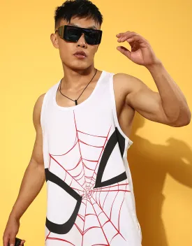 White Spiderman Graphic Printed Vest - Original Marvel Tee