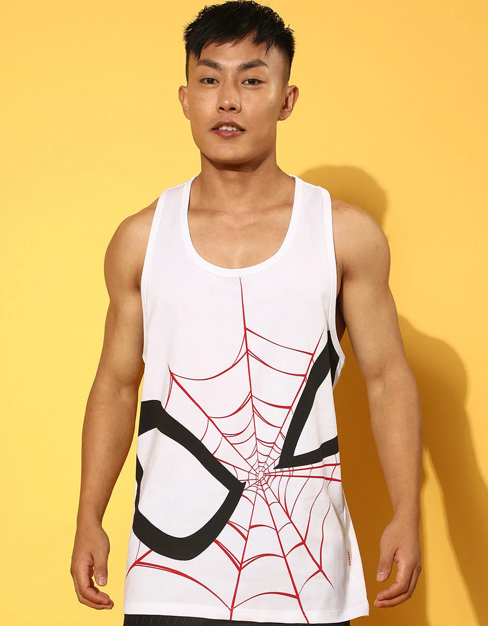 White Spiderman Graphic Printed Vest - Original Marvel Tee