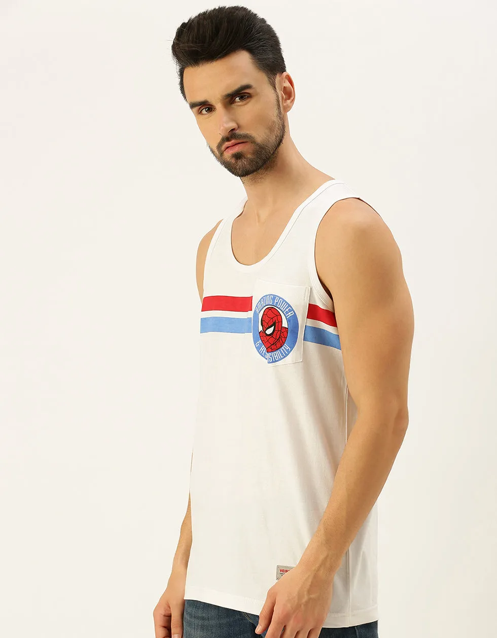 White Spidey Print Gym Vest